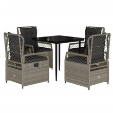 5-delige Tuinset met kussens poly rattan lichtgrijs
