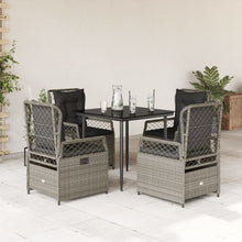 5-delige Tuinset met kussens poly rattan lichtgrijs