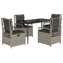 5-delige Tuinset met kussens poly rattan lichtgrijs