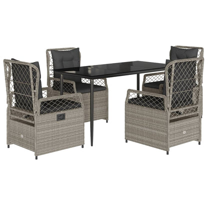 5-delige Tuinset met kussens poly rattan lichtgrijs
