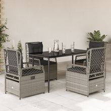 5-delige Tuinset met kussens poly rattan lichtgrijs