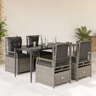 5-piece Garden Lounge Set with cushions poly rattan light grey