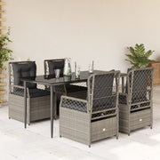 5-piece Garden Lounge Set with cushions poly rattan light grey
