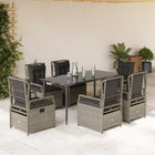 7-Piece Garden Set with Cushions Poly Rattan Grey