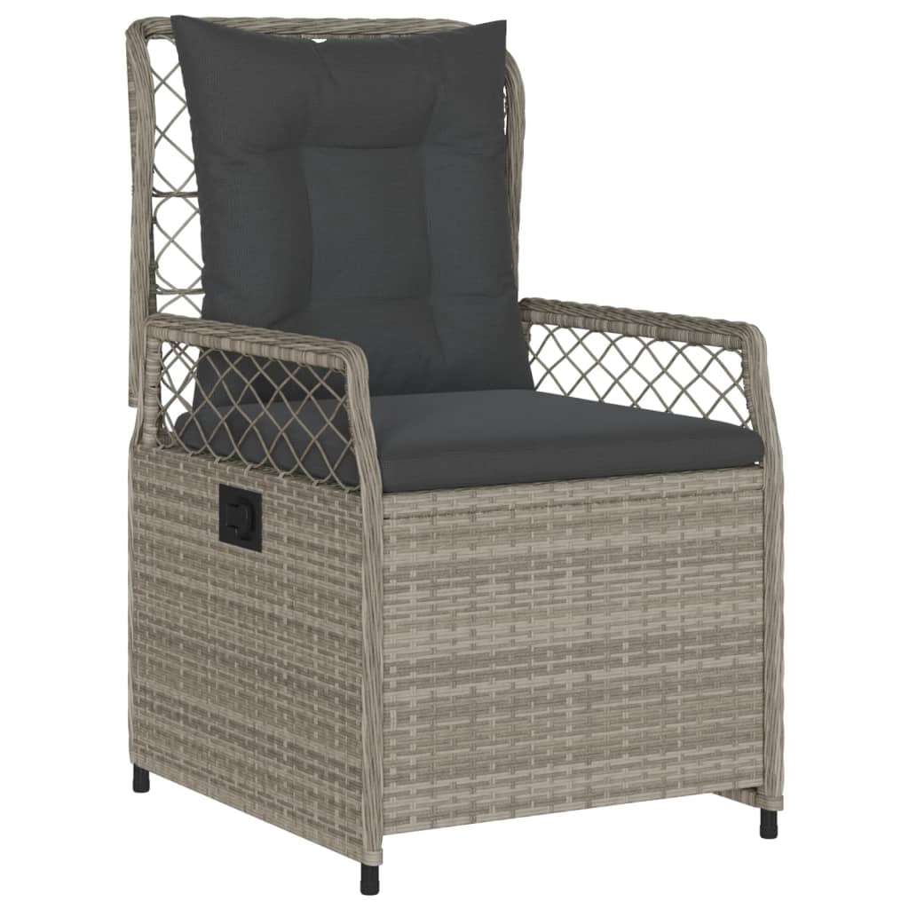 3-delige Tuinset met kussens poly rattan lichtgrijs