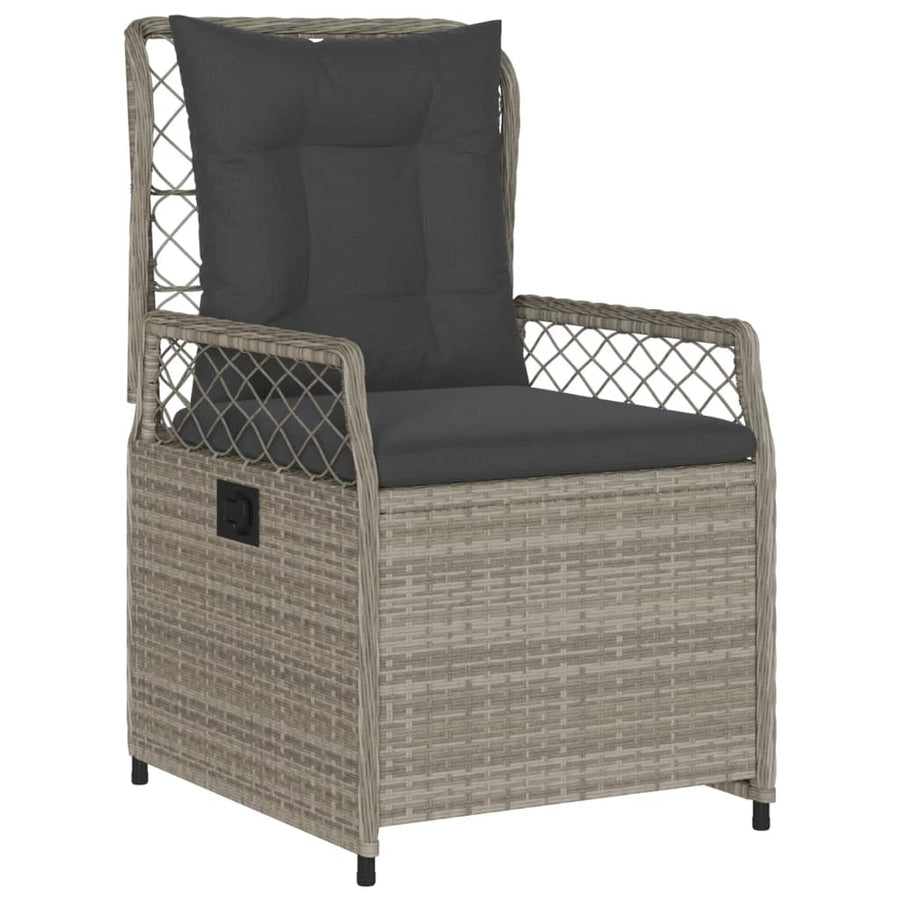 3-delige Tuinset met kussens poly rattan lichtgrijs