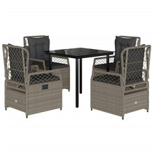 5-delige Tuinset met kussens poly rattan lichtgrijs