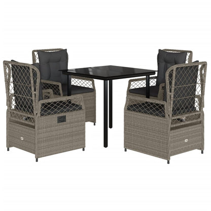 5-delige Tuinset met kussens poly rattan lichtgrijs