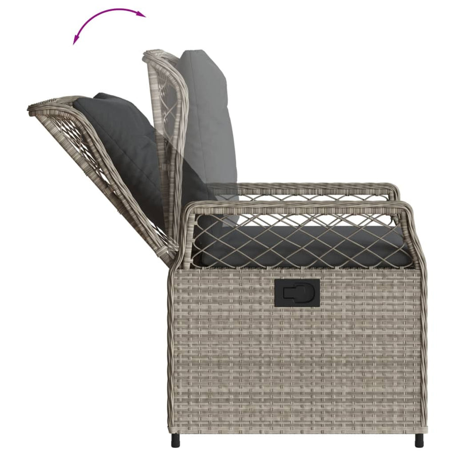 5-delige Tuinset met kussens poly rattan lichtgrijs