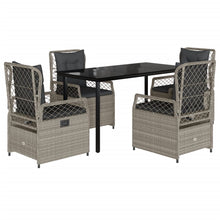 5-delige Tuinset met kussens poly rattan lichtgrijs