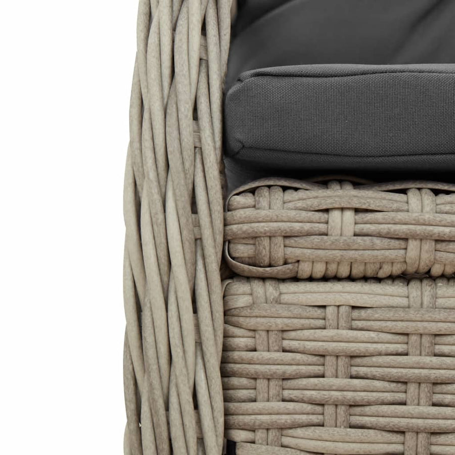 5-delige Tuinset met kussens poly rattan lichtgrijs