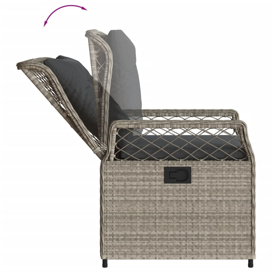 5-delige Tuinset met kussens poly rattan lichtgrijs