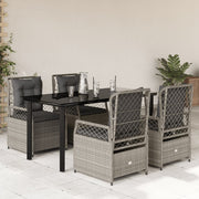 Tuinset 5-delig poly rattan lichtgrijs