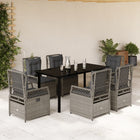 7-Piece Garden Set with Cushions Poly Rattan Grey