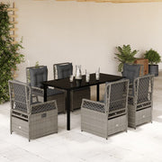 Tuinset 7-delig poly rattan grijs