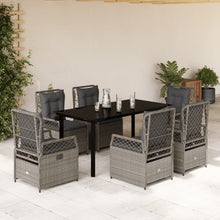 7-delige Tuinset met kussens poly rattan grijs