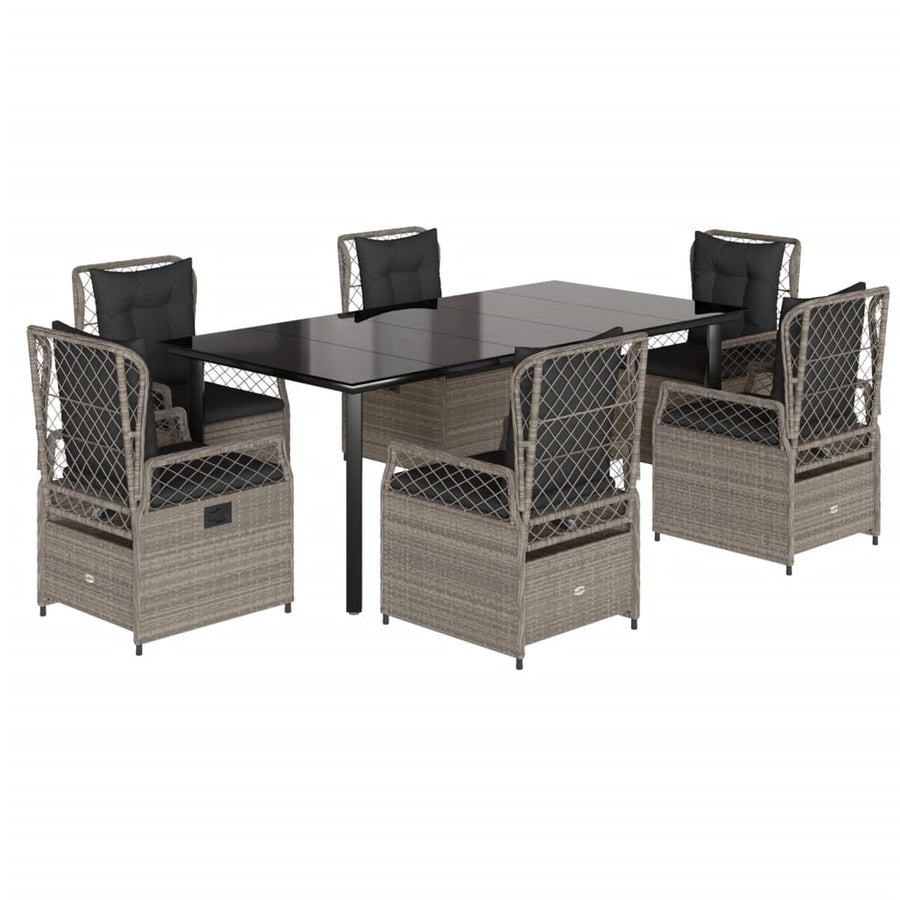 7-Delige Tuinset Met Kussens Poly Rattan Grijs 6 200 x 100 x 74 cm Lichtgrijs