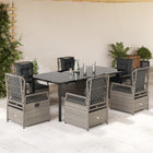 Tuinset 7-delig poly rattan grijs 200x100x74 cm