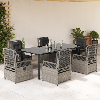 7-Delige Tuinset Met Kussens Poly Rattan Grijs 6 200 x 100 x 74 cm Lichtgrijs