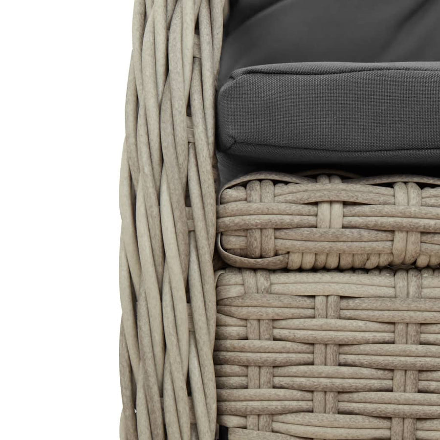 9-Delige Tuinset Met Kussens Poly Rattan 8 200 x 100 x 74 cm Lichtgrijs
