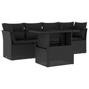 Loungeset 5-delig poly rattan zwart