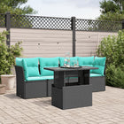 5-Piece Poly Rattan Garden Sofa Set with Cushions Black