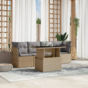 Loungeset poly rattan 5-delig beige