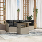 Loungeset 5-delig poly rattan lichtgrijs