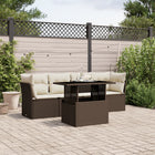 5-delige Loungeset met kussens poly rattan bruin