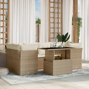 Loungeset 7-delig poly rattan beige
