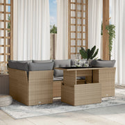 Loungeset 7-delig poly rattan beige