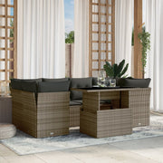 Loungeset 7-delig poly rattan grijs