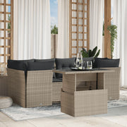 Loungeset 7-delig poly rattan lichtgrijs