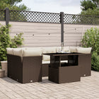 7-delige Loungeset met kussens poly rattan bruin