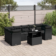 Loungeset 8-delig poly rattan zwart