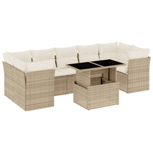 8-delige Loungeset met kussens poly rattan beige