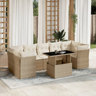 8-delige Loungeset met kussens poly rattan beige