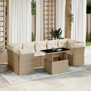 Loungeset 8-delig poly rattan beige