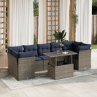 8-piece garden lounge set with cushions, grey poly rattan