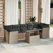 Loungeset 8-delig poly rattan lichtgrijs