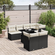 8-piece Lounge Set with Cushions Polyrattan Black