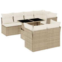 8-delige Loungeset met kussens poly rattan beige
