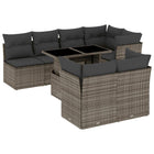 8-delige Loungeset met kussens poly rattan grijs