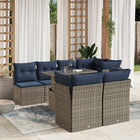 8-piece garden lounge set with cushions, grey poly rattan
