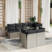 Loungeset 8-delig poly rattan lichtgrijs