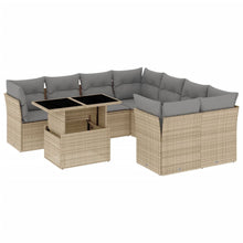 9-delige Loungeset met kussens poly rattan beige