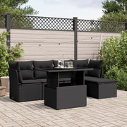 Loungeset 6-delig poly rattan zwart