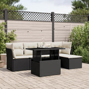 Loungeset 6-delig poly rattan zwart