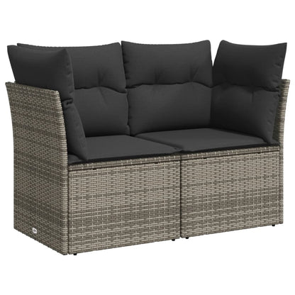 6-delige Loungeset met kussens poly rattan grijs