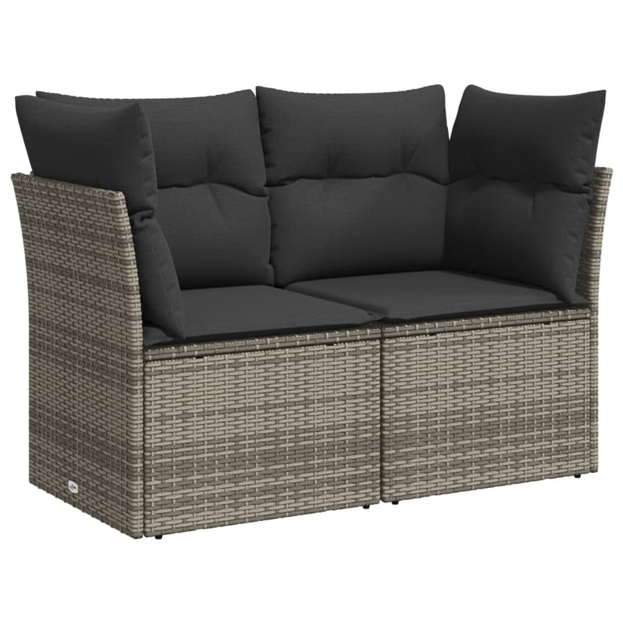 6-delige Loungeset met kussens poly rattan grijs